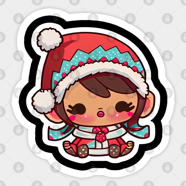 Chibi Kawaii Cute Adorable Little Girl Wearing Winter Clothes Sticker by The Little Store Of Magic